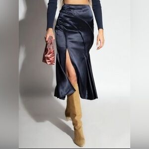 Cult Gaia Dallas High Waist Navy Skirt with Slit